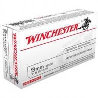 Winchester Full Metal Jacket Flat Nose 9mm Ammo 115 gr 50 Round Box - Q4177