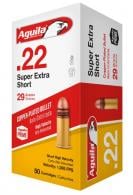 Aguila Super Extra High Velocity 22 Short 29 gr Copper-Plated Solid Point 50 Bx/20 Cs - 1B220110