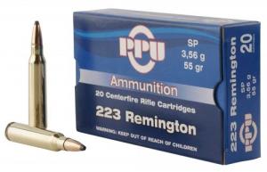 PPU Standard Rifle .223 REM/5.56 NATO  55 GR Soft Point 20 Bx/ 50 Cs