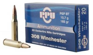 PPU Standard Rifle .308 Winchester 165gr Pointed Soft Point Boat-Tail  20rd box