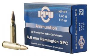 PPU Standard Rifle 6.8 SPC 115 gr Full Metal Jacket Boat-Tail (FMJBT) 20 Bx/ 50 Cs - PP68F