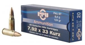 PPU Metric Rifle 7.9x33mm Kurz 124 gr Full Metal Jacket (FMJ) 20 Bx/ 10 Cs - PP7K