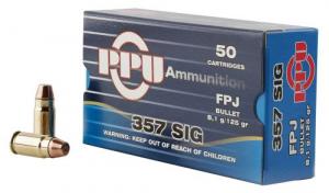 Main product image for PPU Handgun 357 Sig 125 gr Flat Point Jacketed (FPJ) 50 Bx/ 20 Cs