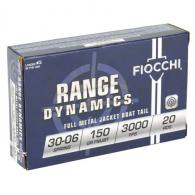 Fiocchi Full Metal Jacket Boat Tail 30-06 Springfield Ammo 20 Round Box