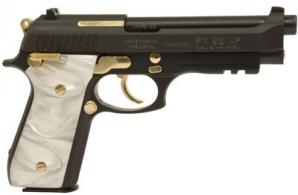 Taurus PT92, 9mm, 5in barrel, Blue, Pearl grips, Gold Highlights