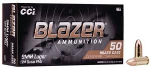 CCI Blazer Brass 9mm 124gr FMJ 50 Round Box