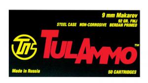 Tulammo TULAMMO 9mmX18mm Makarov Full Metal Jacket 92 GR 50 - TA918092