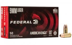 Federal American Eagle Full Metal Jacket 9mm Ammo 147 gr 50 Round Box