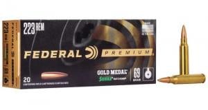 Federal Premium Gold Medal Sierra MatchKing Boat Tail Hollow Point 223 Remington Ammo 69 gr 20 Round Box