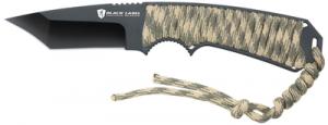Black Label First Priority Fixed Blade Knife 2.87 Inch Tanta Blade Camouflage Cord Handle Boxed