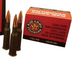 CENT AMMO 7.62X54R 148GR FMJ STEEL CASE 20RD