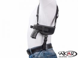 1911 3" 4" 5" Nylon Horizontal Shoulder Holster with Double Mag Pouch RH - KA7204