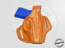 BROWN Smith and Wesson M&P Compact OWB Thumb Break Right Hand Leather Belt Holster - 12MYH105LP_BR