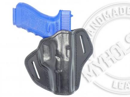 Black Sig Sauer P320 X-Carry OWB Open Top Two Slot  Belt Right Hand Leather Holster - 13MYH105OT_BL