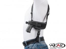 RIGHT S&W 9mm Model 59 Nylon Horizontal Shoulder Holster with Double Mag Pouch RH - KA7210S_LG