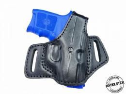 Black / Right Smith & Wesson BODYGUARD .380 Right Hand OWB Thumb Break Black Leather Belt Holster - 35MYH105LP_BL