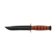 Ka-Bar Short 5" Serrated Edge, Brn Leather Sheath USMC (Clam Pack) - 1252CP