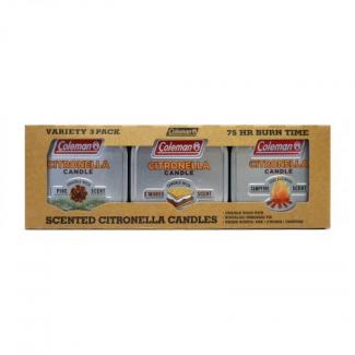 Coleman Scented Citronella Tin Candle 3 Pack Variety, 75 Hour, 3/8 oz - 7716