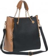 Bulldog Tote Style Purse w/ Holster - Black & Tan - BDP-061