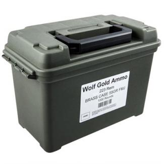 Wolf Ammo Can .223 Remington 55gr FMJ Brass Cased 1000/Can (1000 rounds per box) - WO2231000