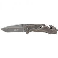 M&P Clip Folder, Liner Lock, Grey Blade and Grey Handle, Strap Cutter, Cera - SWMP11G