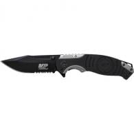 Liner Lock, 8Cr13MoV Drop Point Blade, Thumb Knobs, Index Flipper, Black/Gr - SWMP13GS