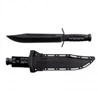 Cold Steel Leatherneck 10.50" Fixed Bowie Plain Non-Reflective Black D2 Steel Blade/ 4.75" Black w/Curved Quillons Kr - CS-FX-LTHRNK