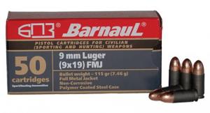 BARNAUL 9mm 115gr FMJ stl/p 500/Rd - BRN 9mmLuger FMJ115
