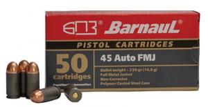 BARNAUL .45 ACP 230gr FMJ Stl Poly  500/Rd - BRN 45AUTO FMJ230