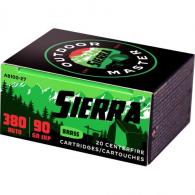 Sierra Outdoor Master Handgun Ammo .380 ACP 90 gr. JHP 20 rd. - A8100--27