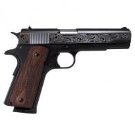 SDS Imports Filigree Stainless Steel 1911 A1 Service 45 Handgun .45 ACP 8rd Magazine 5" Barrel Black Cerakote - 1911A1S45FGB