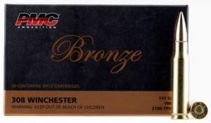 PMC Bronze Full Metal Jacket 308 Winchester Ammo 147gr  20 Round Box - 308BPMC