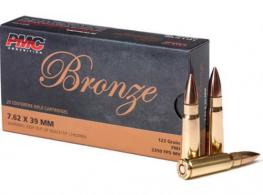 PMC Bronze Full Metal Jacket 7.62 x 39mm Ammo 123gr 20 Round Box - 762A