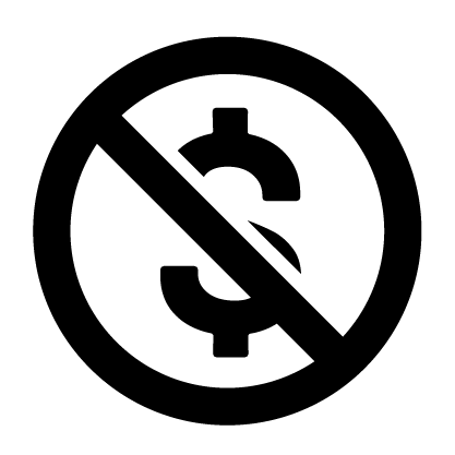 icon of a dollar symbol with disallow sign overlaying it