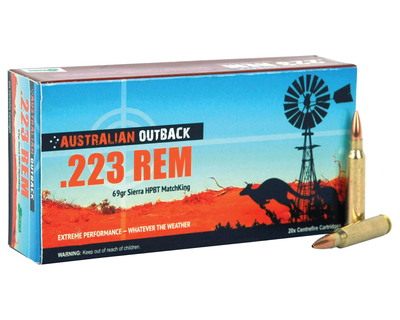 outback ammunition 223 remington 69 grain sierra matchking boattail