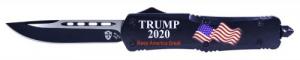 Templar Knife L20BK131 Trump 2020 3.50" Dagger Plain Black 440C Stainless Steel Trump 2020 Black Zinc Aluminum Alloy Handle OTF - L20BK131