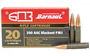 Barnaul  Rifle Ammo .300 Black 145 gr Full Metal Jacket 20rd box - BRN300BLKFMJ145
