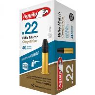 AGUILA MATCH RIFLE COMPETITION 22LR 40GR LEAD 50RD BOX - 1B222518 AGUILA MATCH RIFLE COMPETITION 22LR 40GR LEAD 50RD BOX - 1B222518