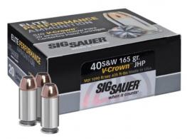 Sig Sauer E40SW1-50 40S 165 JHP VCROWN50/20 - E40SW1-50 Sig Sauer E40SW1-50 40S 165 JHP VCROWN50/20 - E40SW1-50