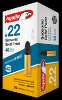 Main product image for AGUILA SUBSONIC SOLID POINT .22 LR  40GR LEAD SP 50RD BOX