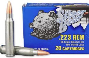 BEAR SILVER .223 Remington 55GR FMJ 20/25 - AS223FMJ BEAR SILVER .223 Remington 55GR FMJ 20/25 - AS223FMJ