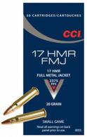 CCI AMMO 17 HMR, 20gr, FMJ 20GR - 55 CCI AMMO 17 HMR, 20gr, FMJ 20GR - 55
