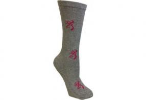 BG LADIES HEARTLAND CREW SOCKS MED GREY & PINK BUCKMARK - A000261960103 BG LADIES HEARTLAND CREW SOCKS MED GREY & PINK BUCKMARK - A000261960103