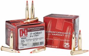Hornady Superformance 17 Hornet V-Max 20 GR 3650 fps 25Rds Hornady Superformance 17 Hornet V-Max 20 GR 3650 fps 25Rds