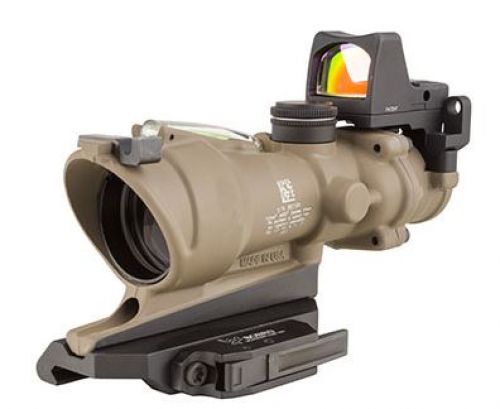 Trijicon ACOG 4x32 Flat Dark Earth Scope, Dual Illumination Green Crosshair Reticle w/ 3.25 MOA RMR Sight