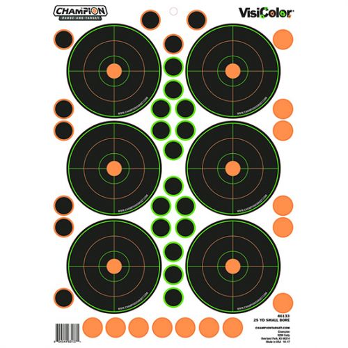 Champion Targets 46133 VisiColor Adhesive Targets 25-Yard Small Bore Circle 5PK