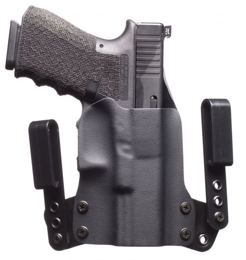 BlackPoint Mini Wing Black Kydex Holster w/Leather Wings IWB fits For Glock 43 Right Hand