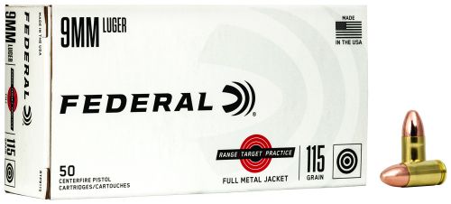 Federal Range and Target Full Metal Jacket 9mm Ammo 50 Round Box