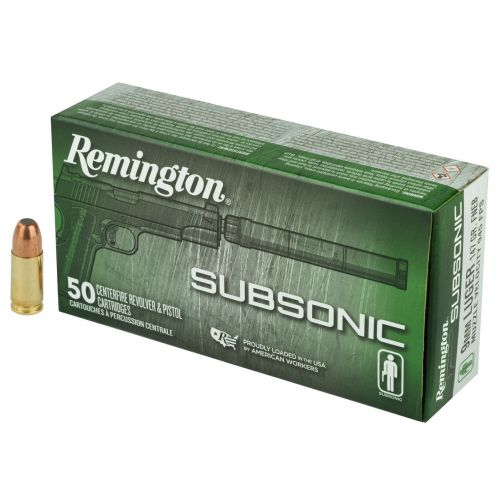 Remington Subsonic 9mm 147 GR Flat Nose Enclosed Base 50 Bx/ 10 Cs