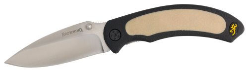 Browning Cayman 3.375 7Cr17 Stainless Steel Drop Point Polymer Black/Tan